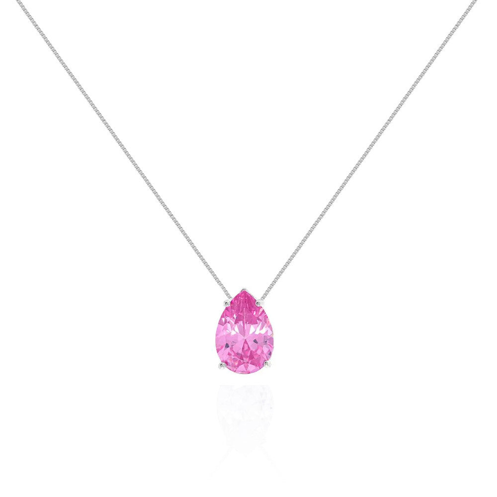 Colar gota Ivy zircônia turmalina pink prata 925