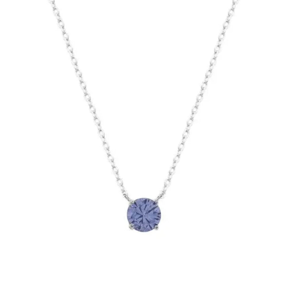 Colar ponto de luz zircônia tanzanita ródio branco (6mm)