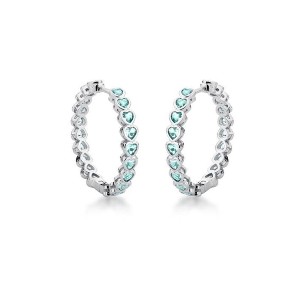 Brinco argola Taylor zircônias esmeralda colombiana ródio branco