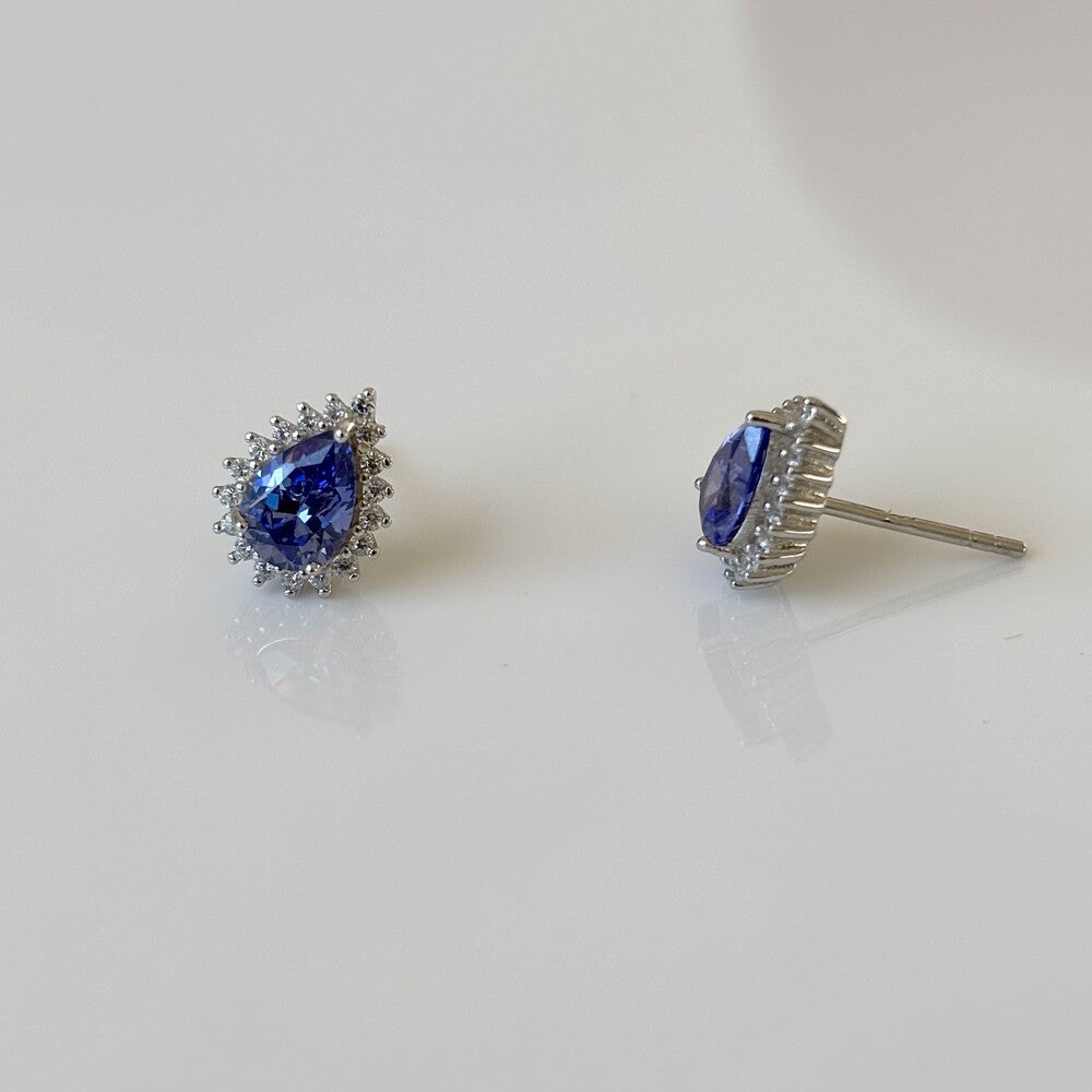 Brinco Zoey gota zircônia tanzanita prata 925 - foto 3