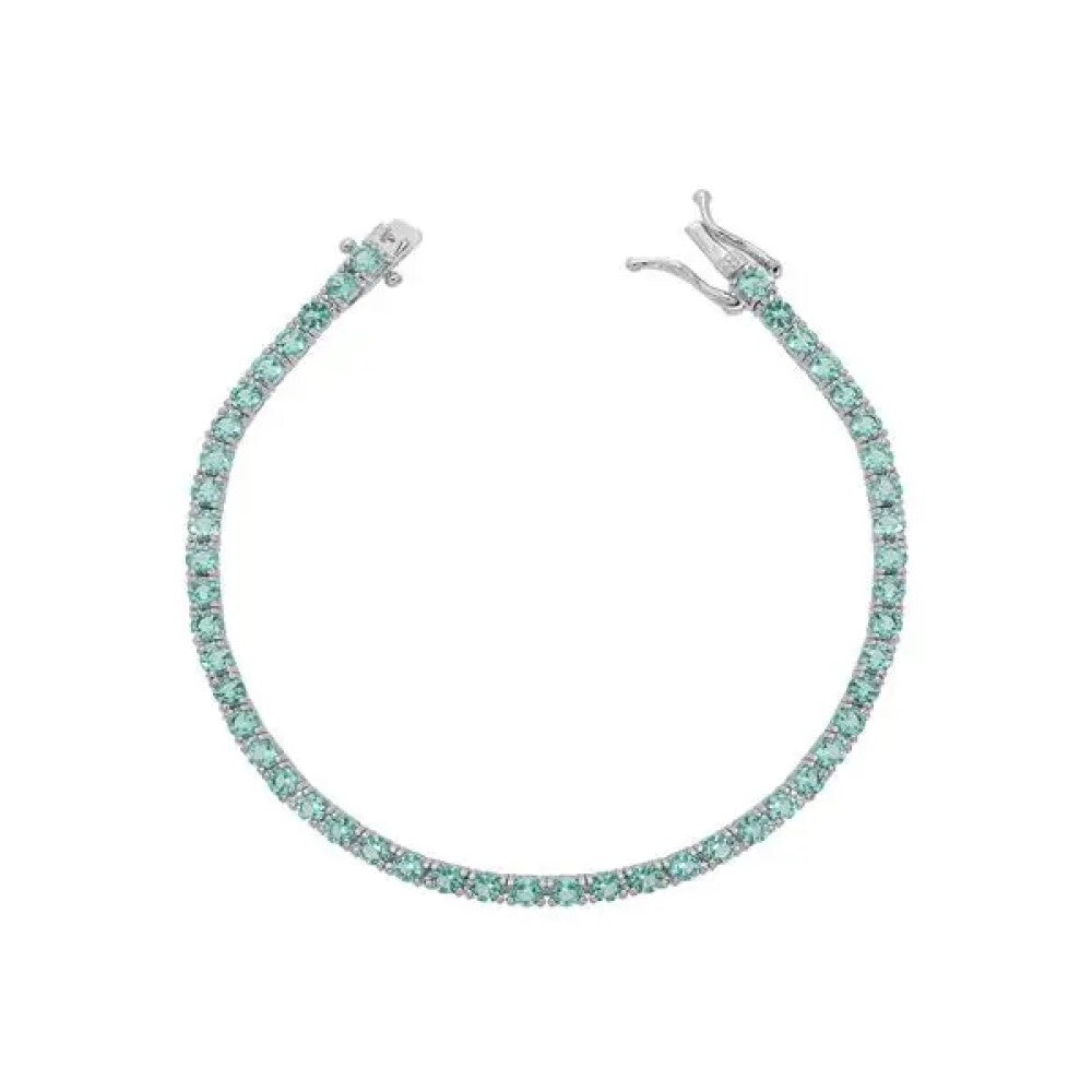 Pulseira riviera Norah zircônias esmeralda colombiana ródio branco
