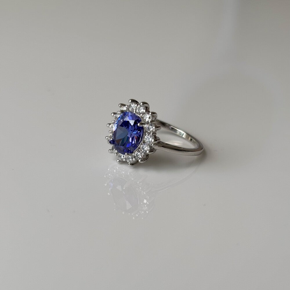 Anel oval zircônia tanzanita cravejado prata 925 - foto 4