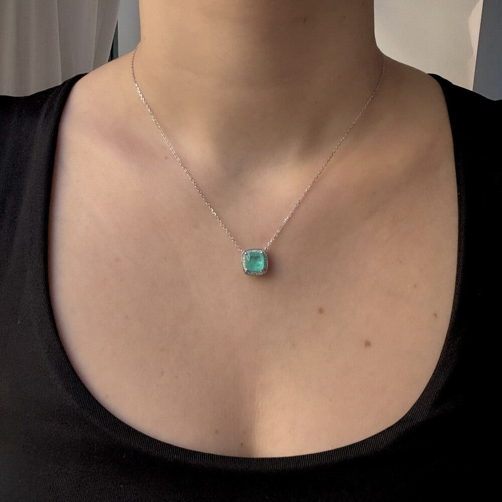 Conjunto Jolie quadrado esmeralda colombiana fusion prata 925