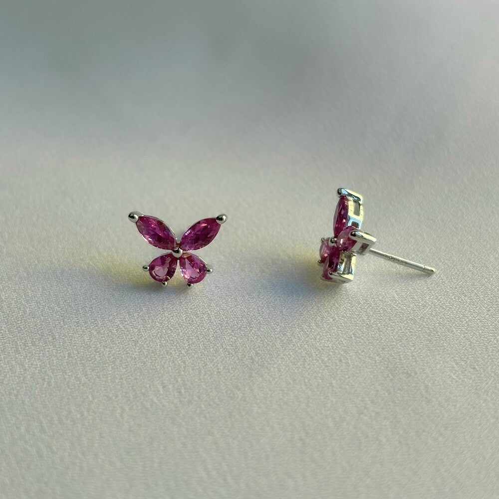 Brinco Fly zircônias turmalina pink prata 925 - foto 3