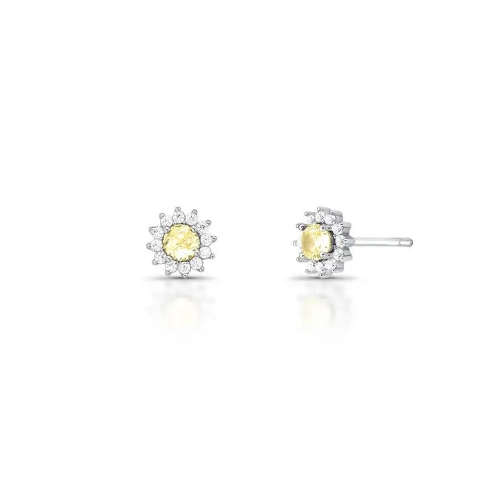 Brinco Molly redondo zircônias fancy yellow ródio branco