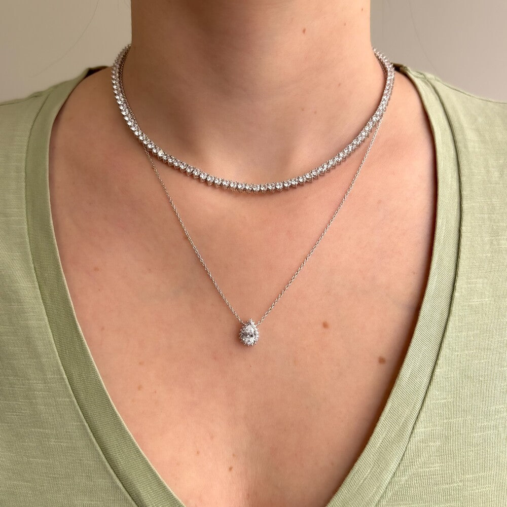 Conjunto Zoey gota zircônia branca prata 925