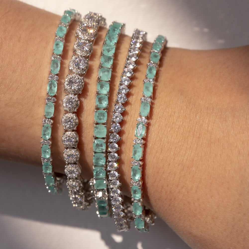 Conjunto pulseiras Luiza/Malha/Riviera ouro