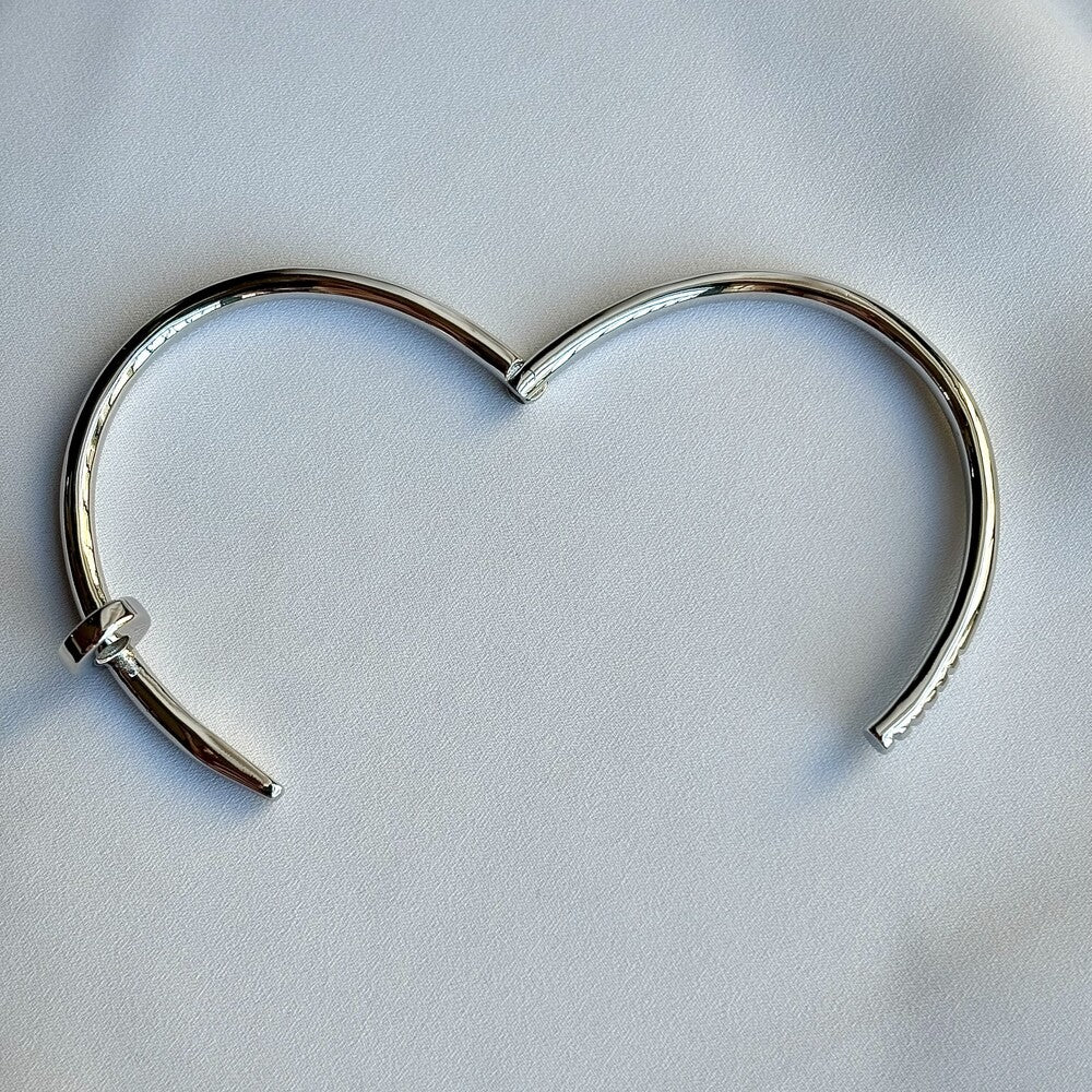 Pulseira bracelete prego liso ródio branco - foto 4