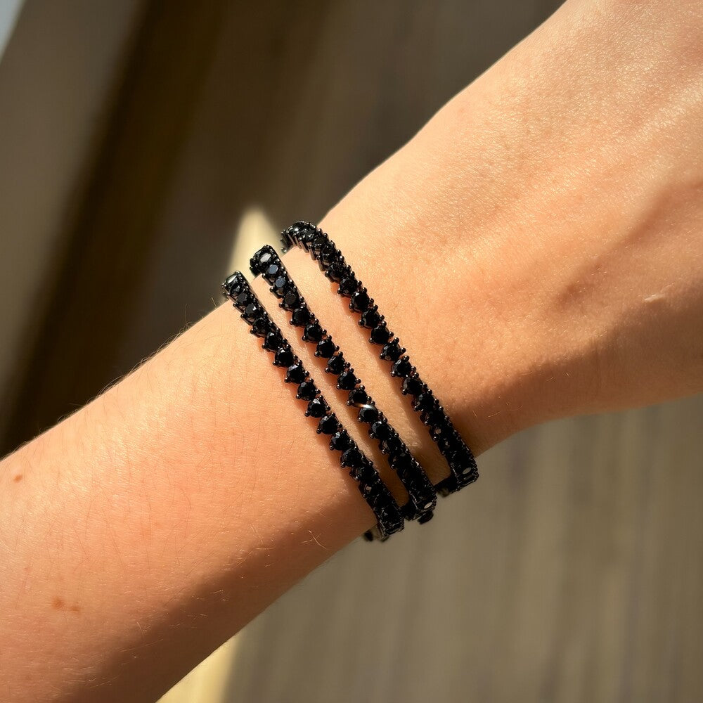 Pulseira riviera zircônias negras ródio negro (3mm) - foto 3