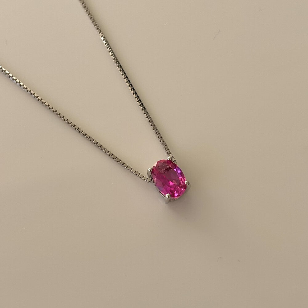 Colar Margot oval zircônia turmalina pink prata 925 - foto 3