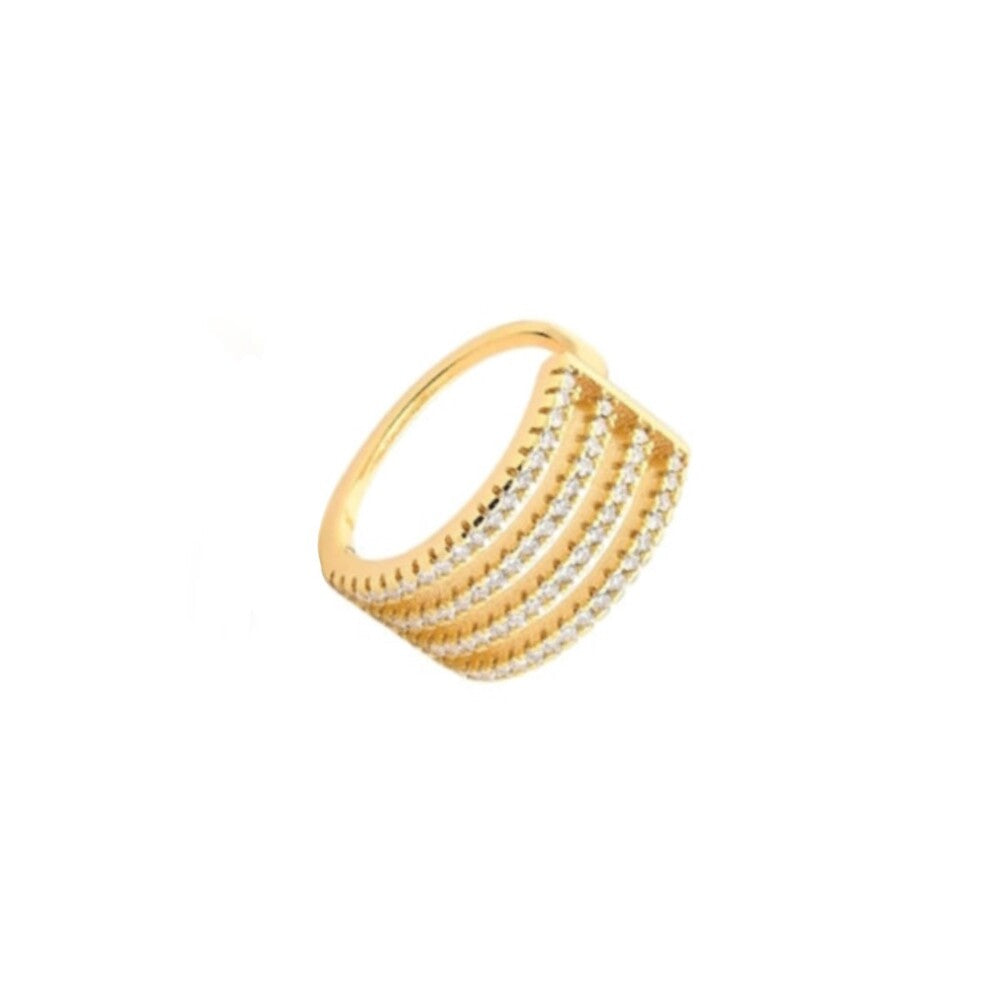 Piercing fake 4 fileiras cravejadas ouro