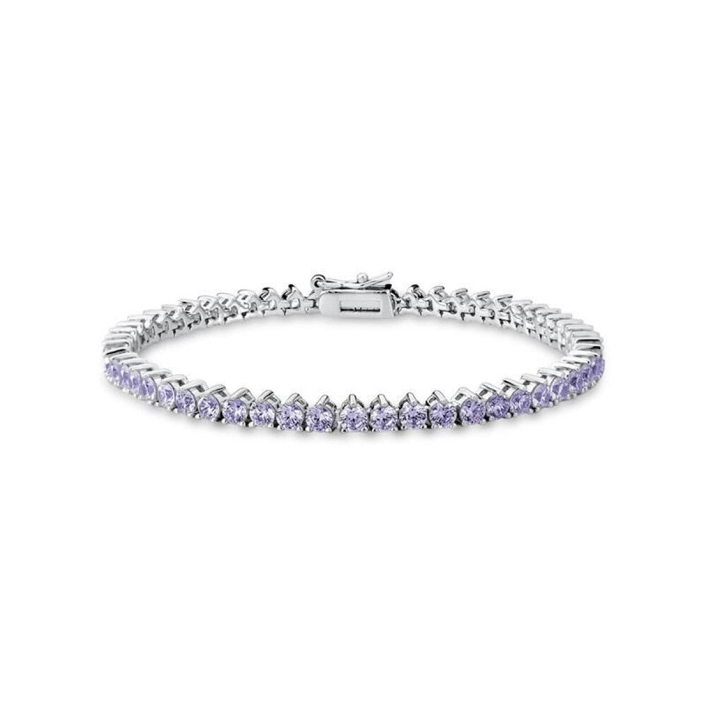 Pulseira classic riviera zircônias tanzanita ródio branco (3mm)
