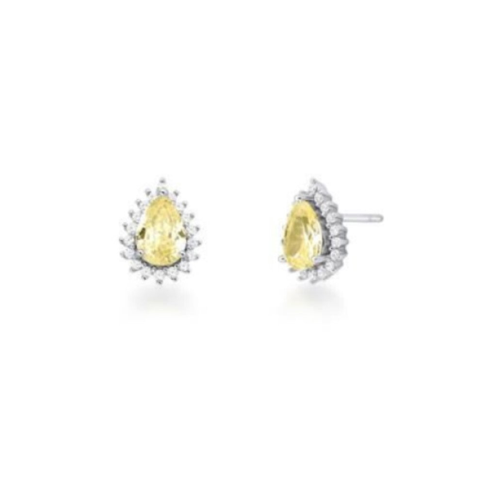 Brinco Zoey gota zircônia fancy yellow prata 925