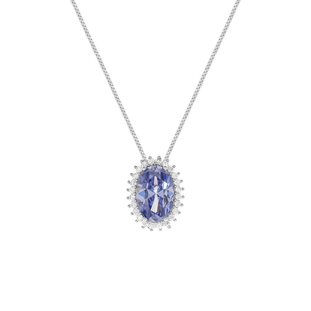 Colar oval Brenda zircônia tanzanita ródio branco