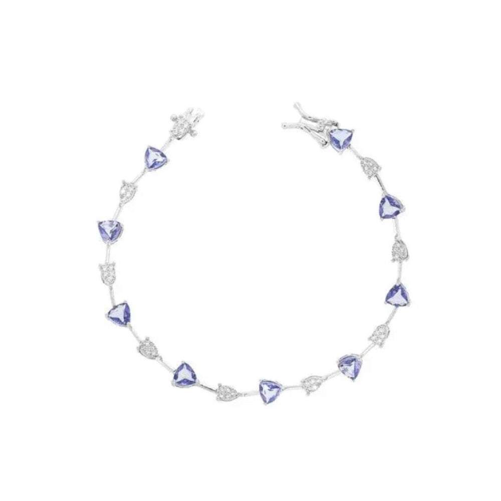 Pulseira riviera Lia zircônias tanzanita ródio branco