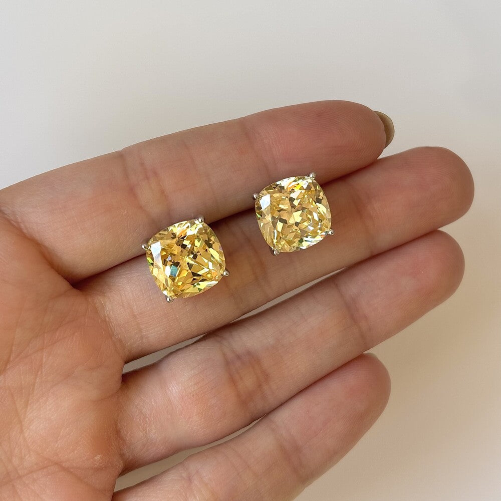 Brinco square zircônia fancy yellow prata 925 - foto 4