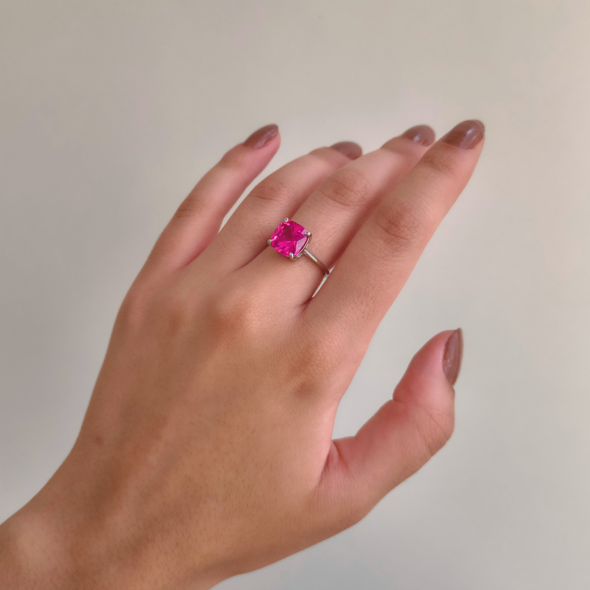 Anel Tess zircônia turmalina pink prata 925