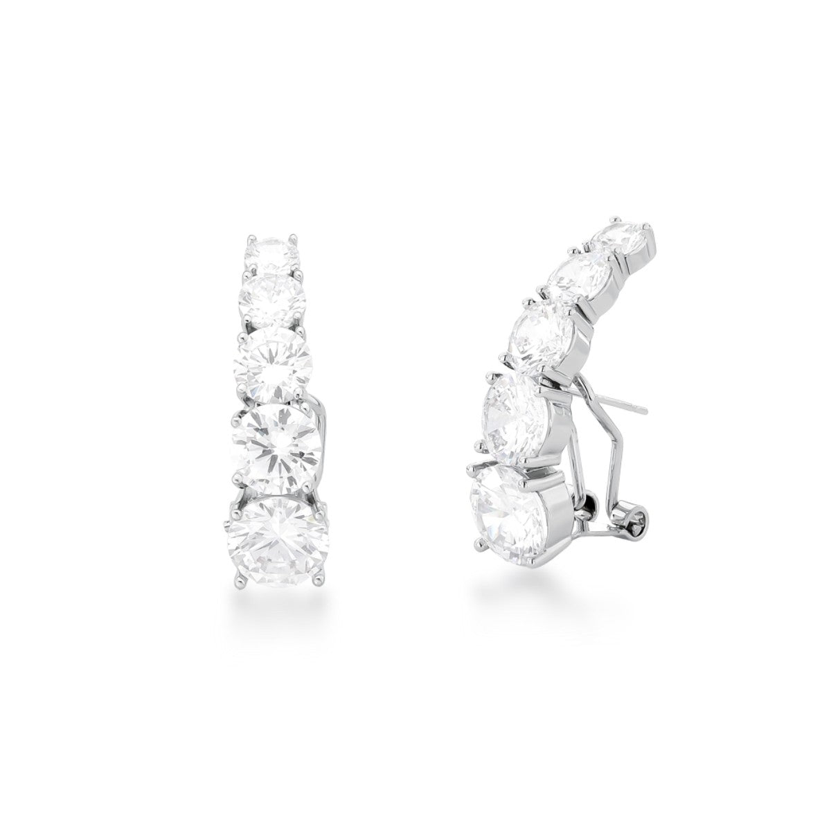 Brinco Antonia ear hook zircônias brancas ródio branco