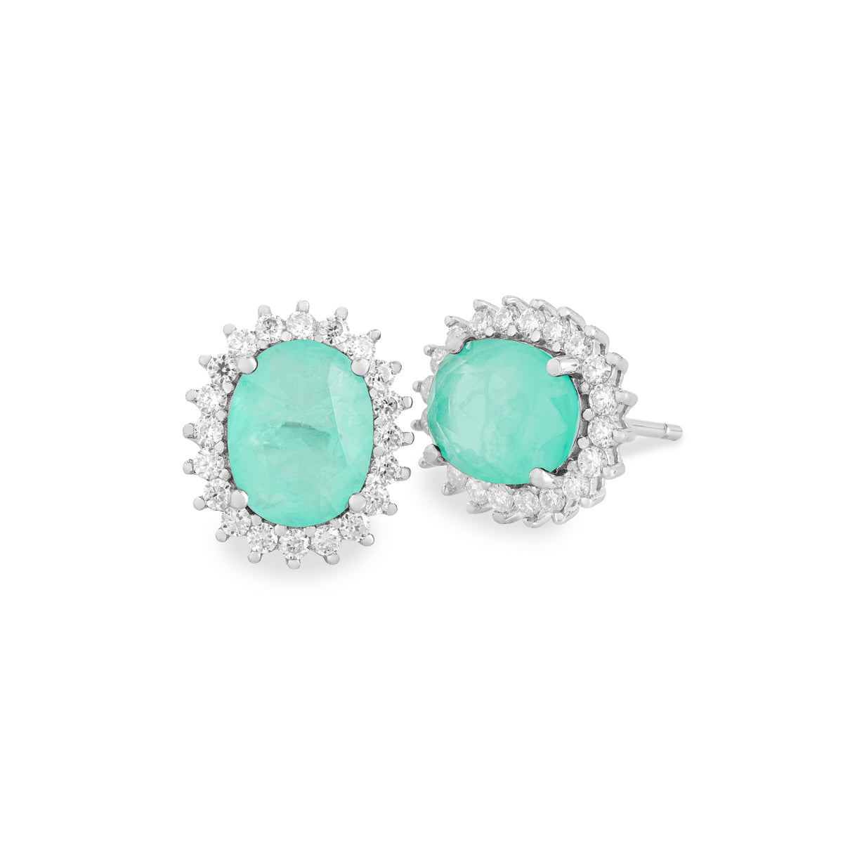 Brinco Livia Moissanite oval esmeralda colombiana fusion prata 925