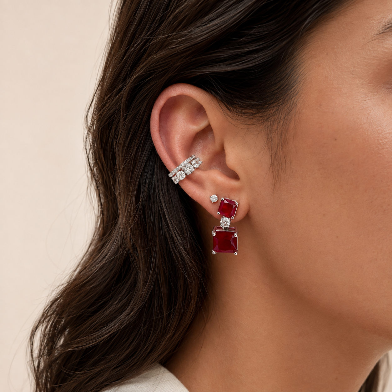 Piercing fake Maldivas zircônia branca prata 925