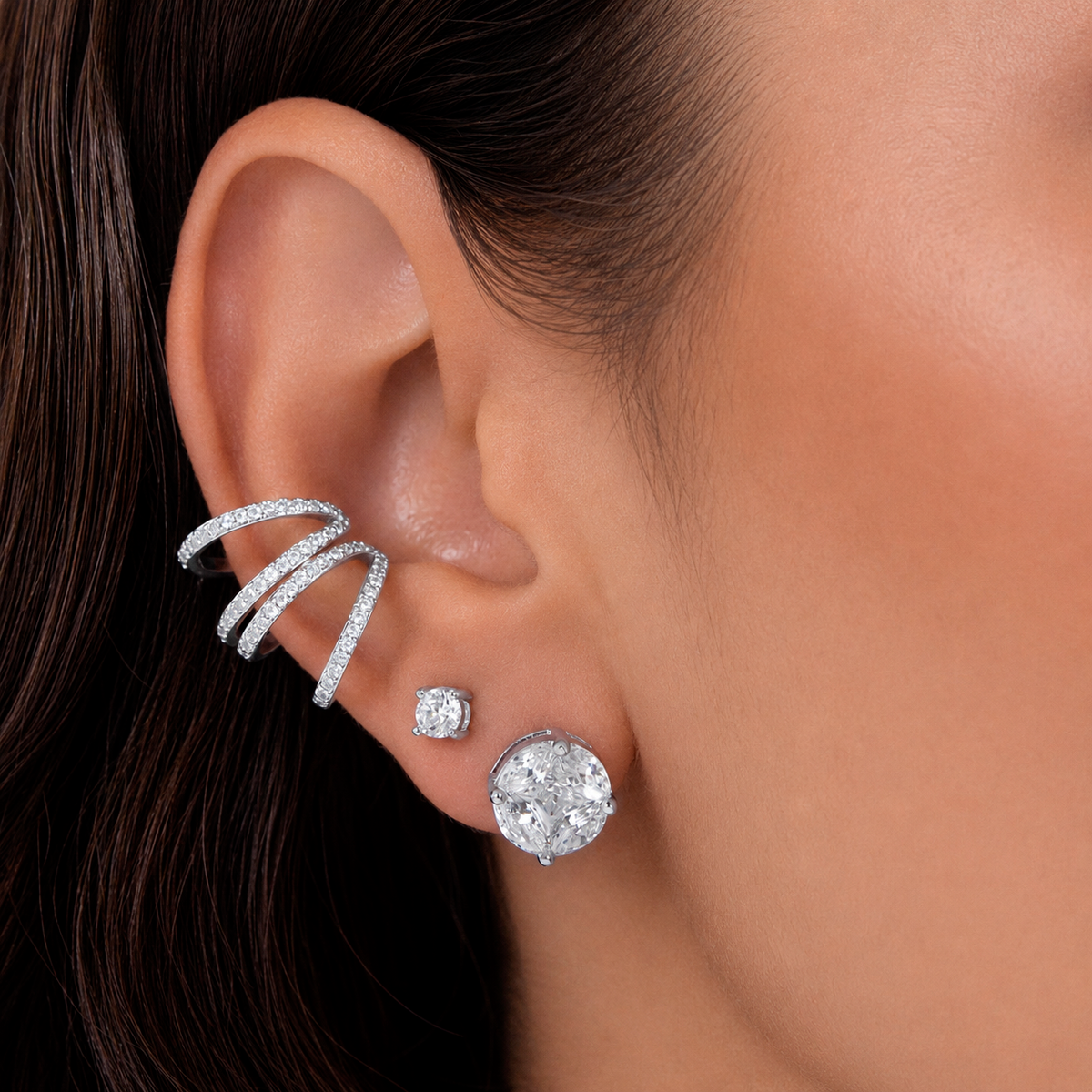 Conjunto Illusion zircônias brancas ródio branco