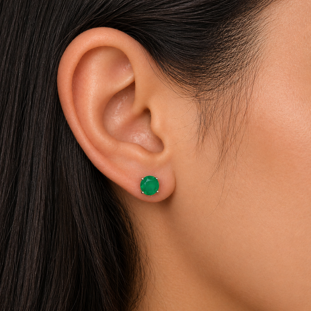 Conjunto redondo esmeralda fusion prata 925 (6mm)