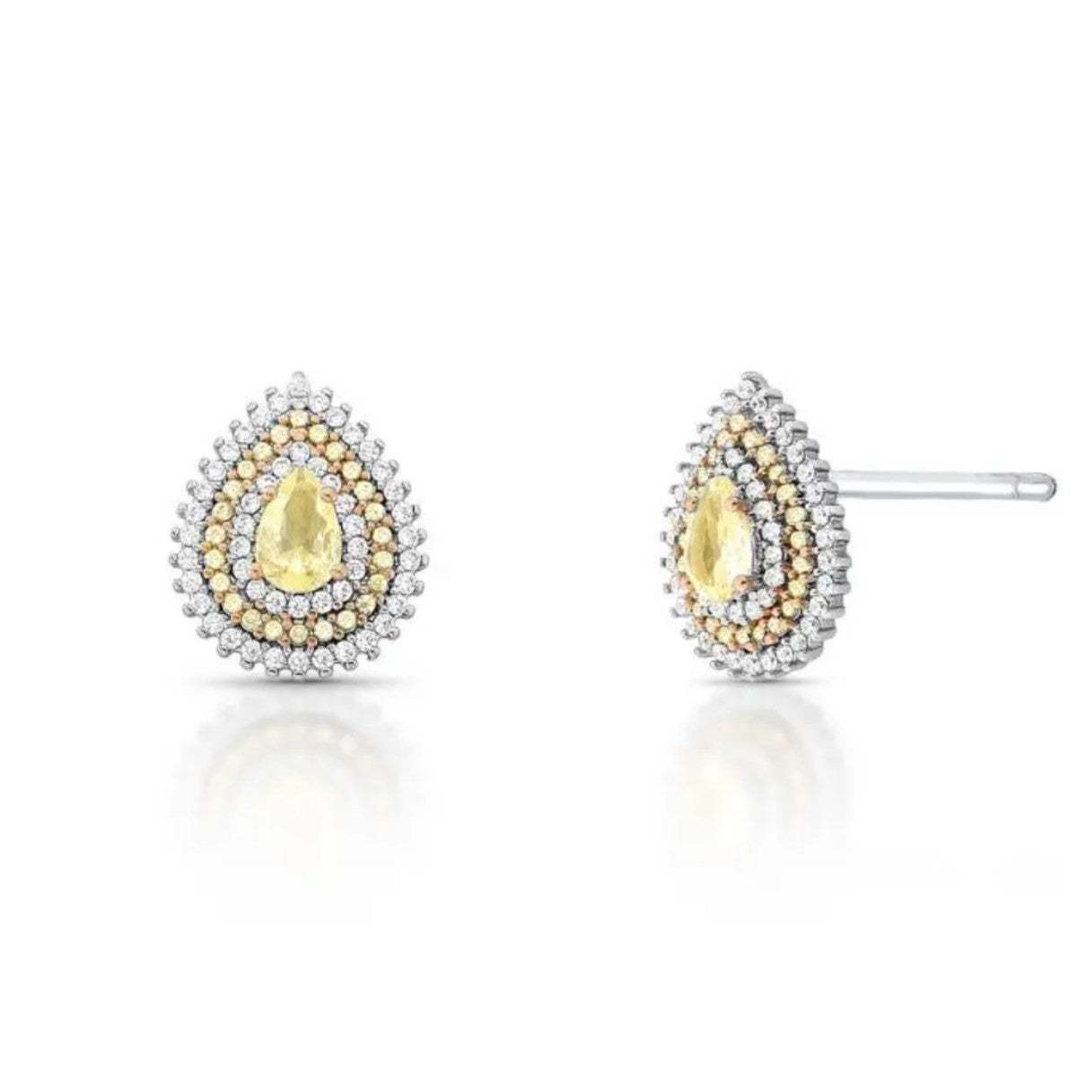 Brinco gota Ariel zircônias fancy yellow ródio branco