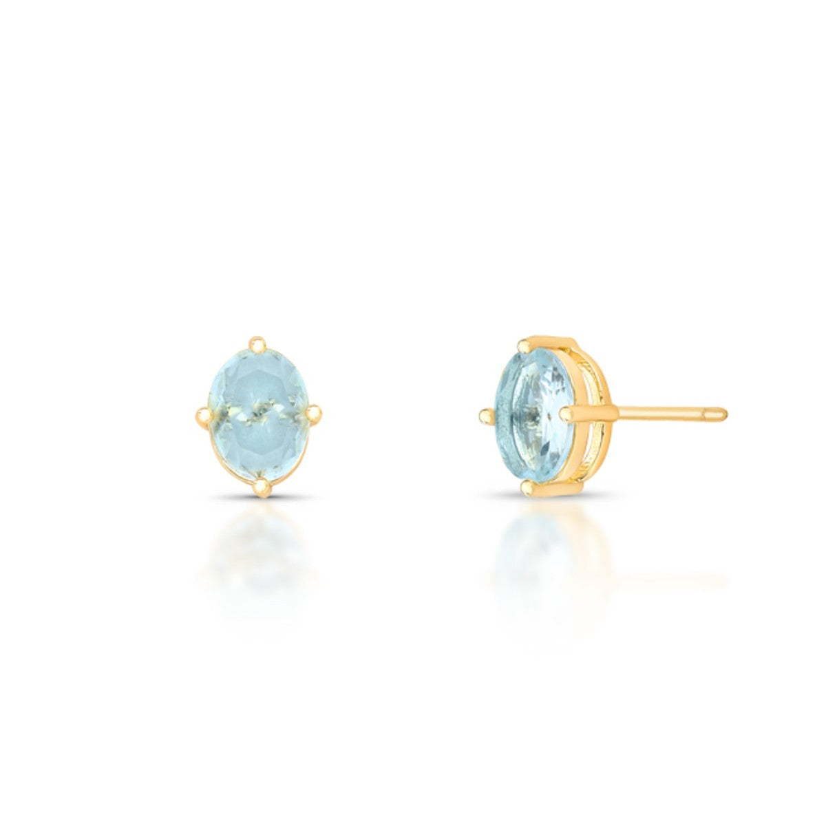 Brinco oval Candy zircônia água marinha ouro
