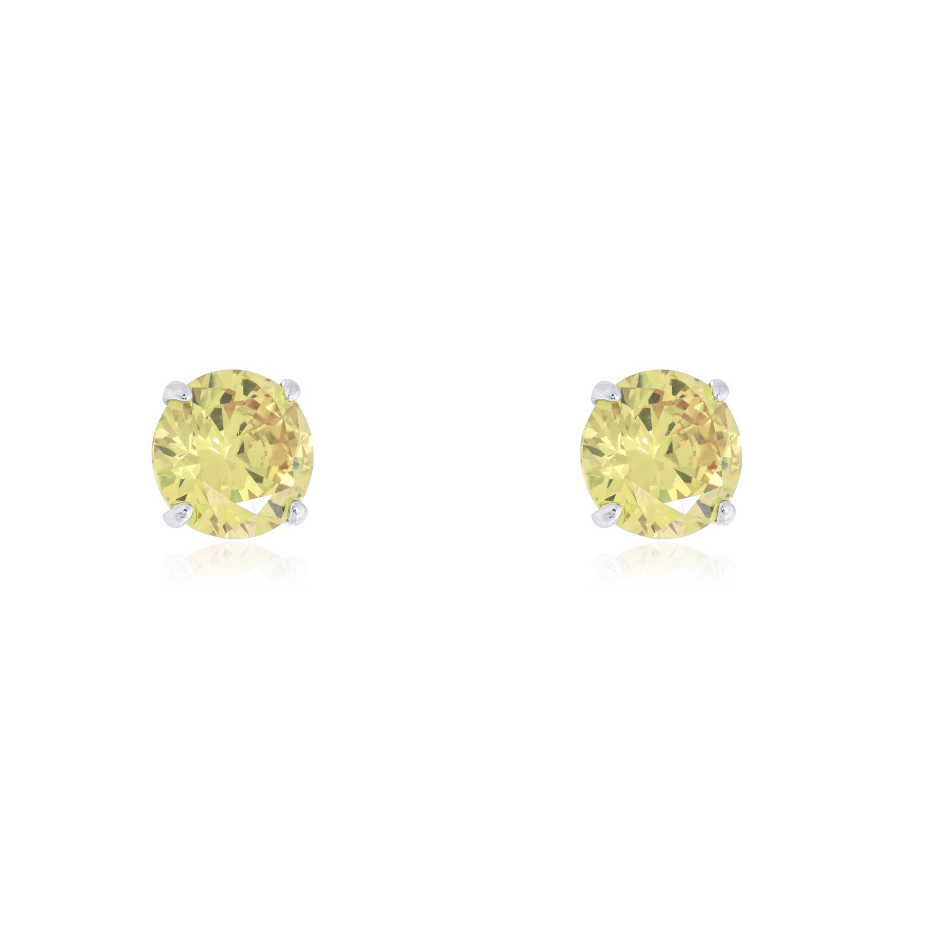 Brinco redondo zircônia fancy yellow prata 925 (6mm)