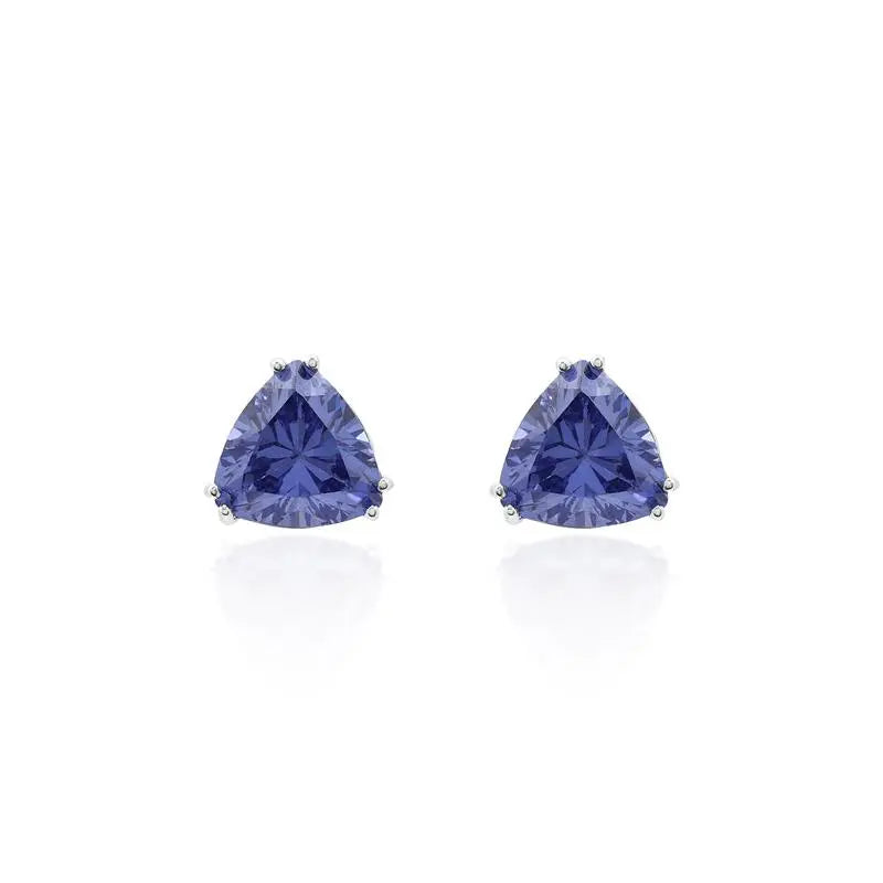 Brinco trillion zircônia tanzanita prata 925 (10mm)