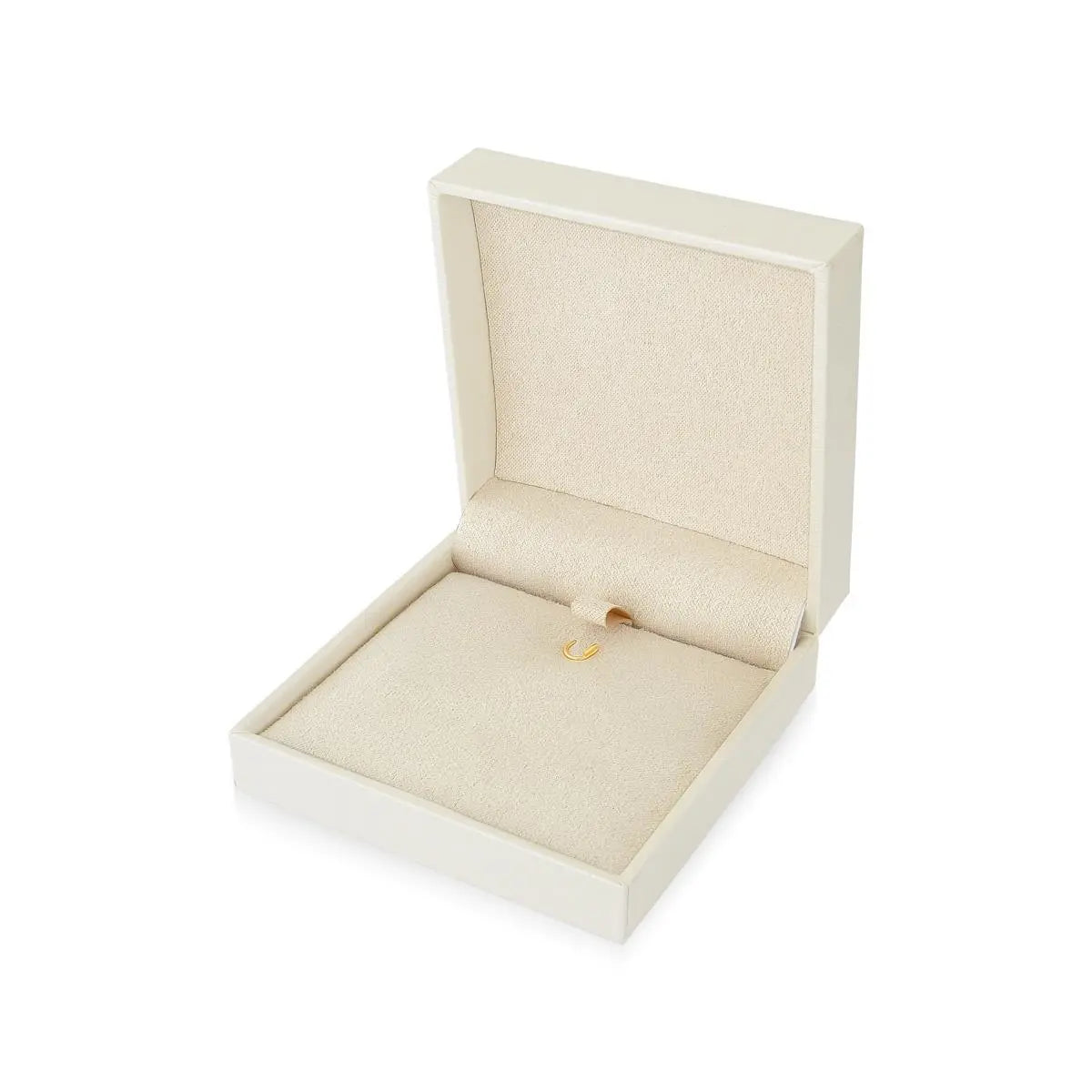 Caixinha quadrada para presente em courino e veludo (off-white)