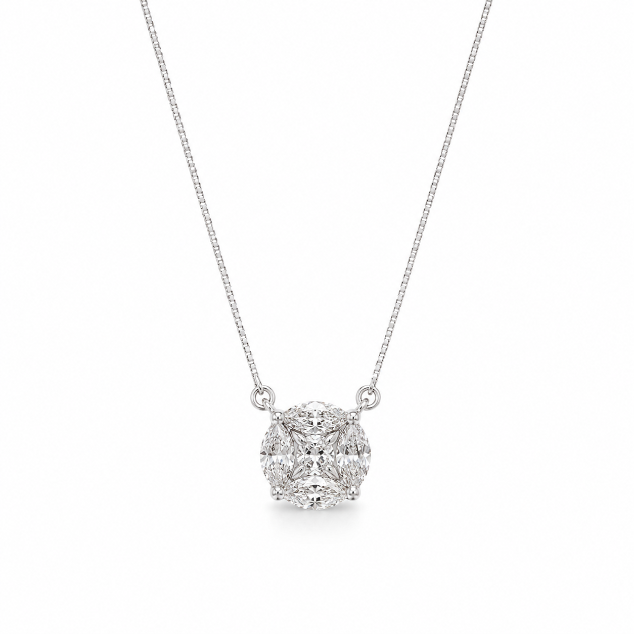 Colar Illusion zircônias brancas ródio branco