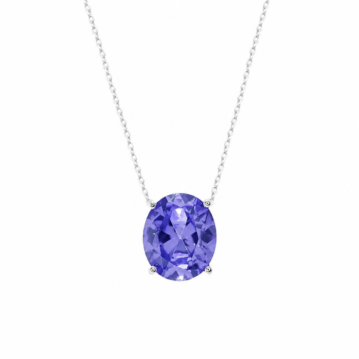 Colar Lorena oval zircônia tanzanita prata 925