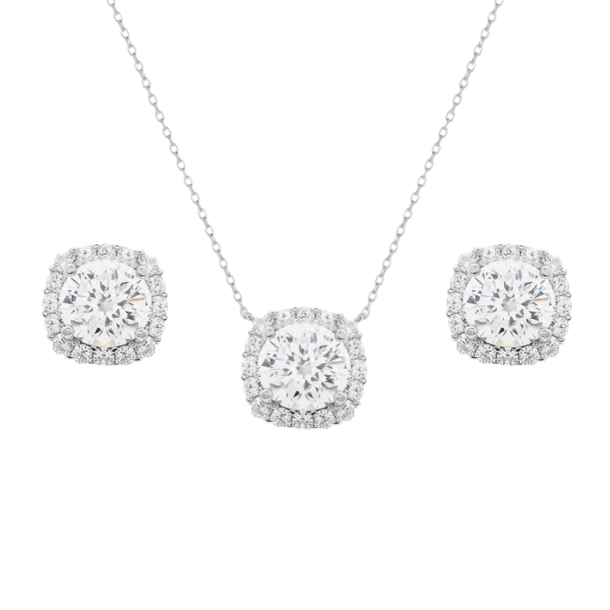 Conjunto Lella zircônia branca prata 925