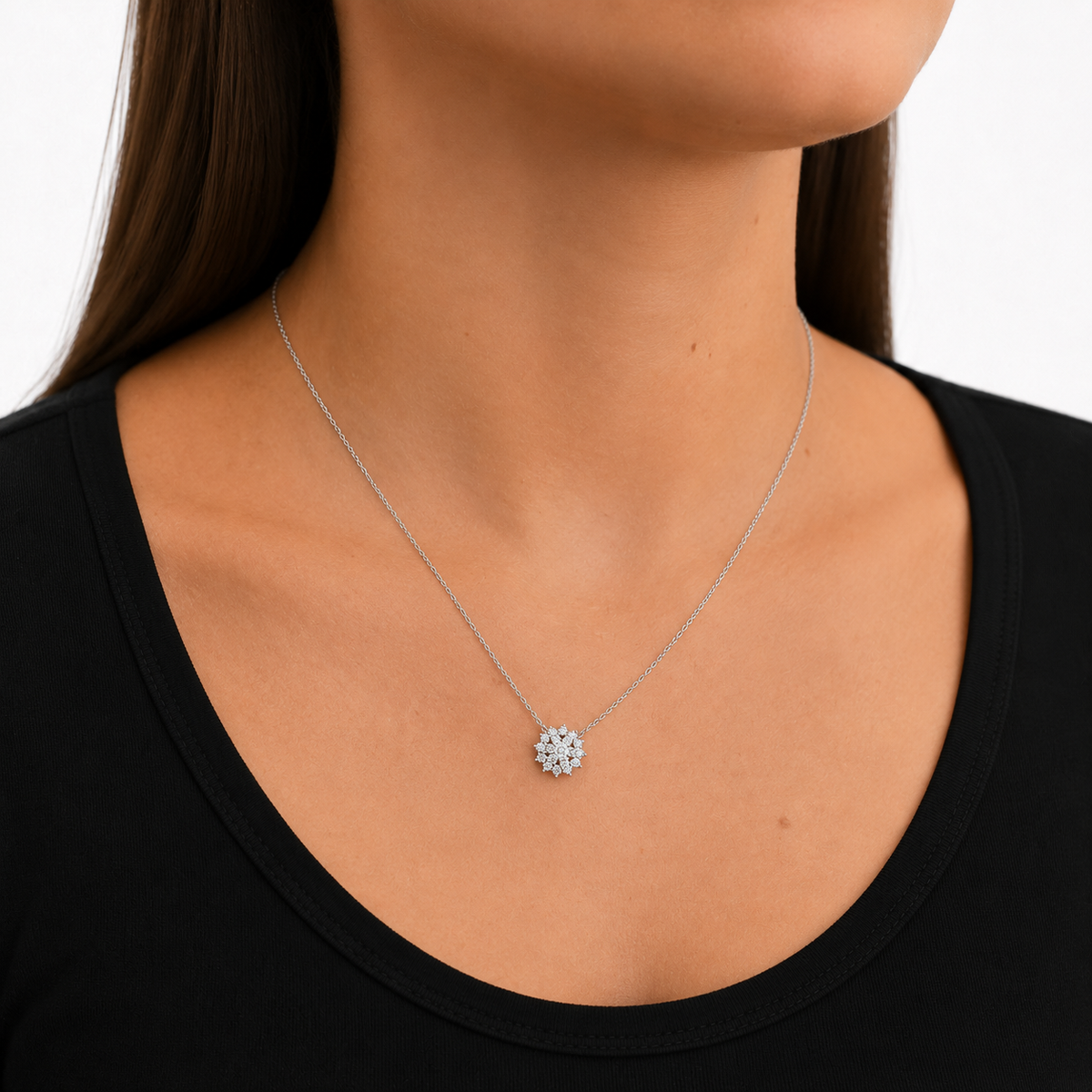 Colar Micaela cravejado Moissanite prata 925