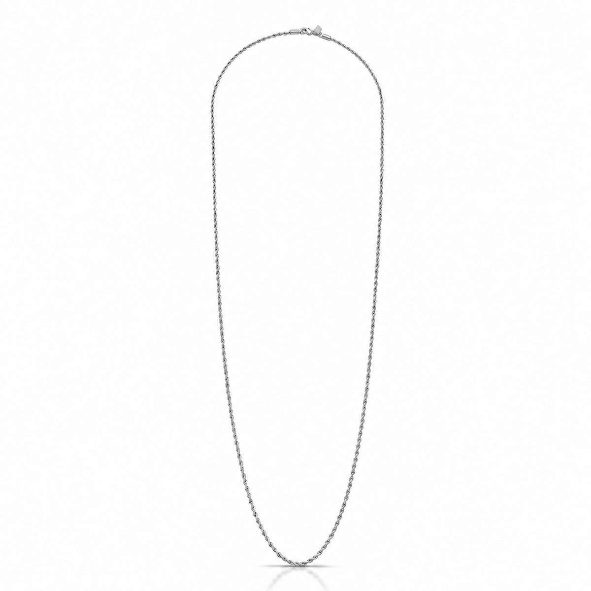 Colar longo cordão baiano ródio branco (70cm)