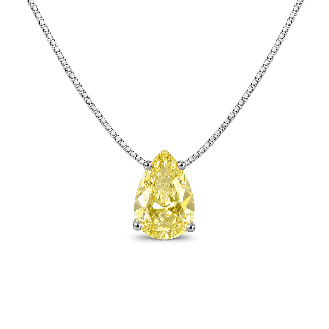 Colar gota Bourbon zircônia fancy yellow ródio branco
