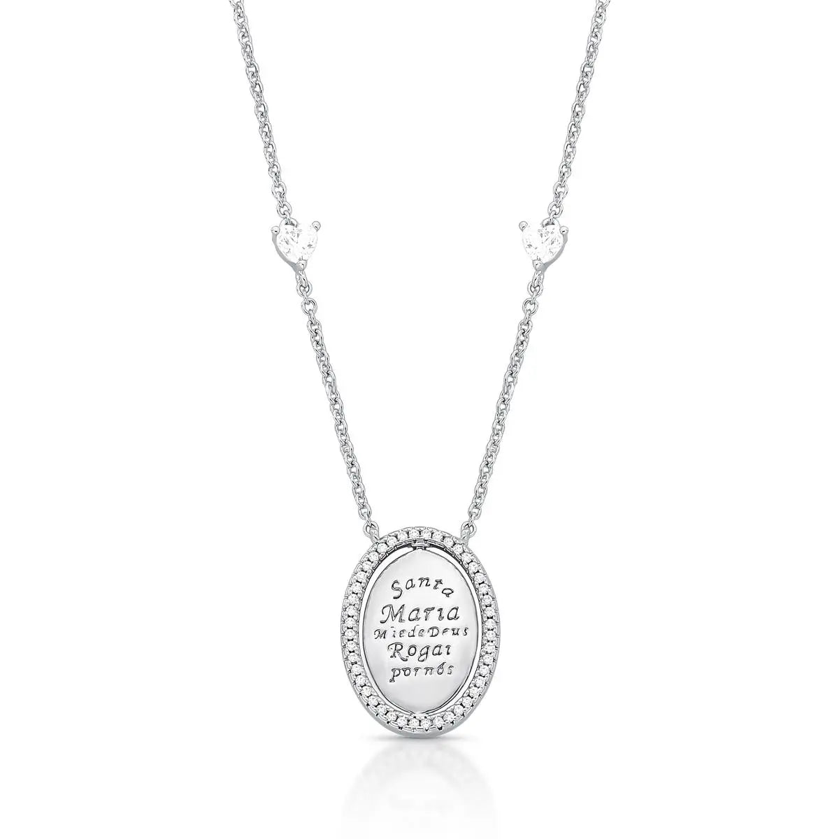 Colar medalha giratória Nossa Senhora Aparecida ródio branco