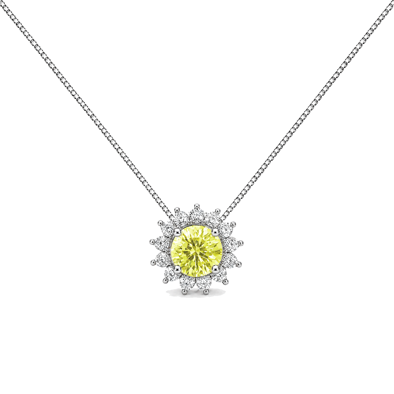 Colar redondo Blossom zircônia fancy yellow ródio branco