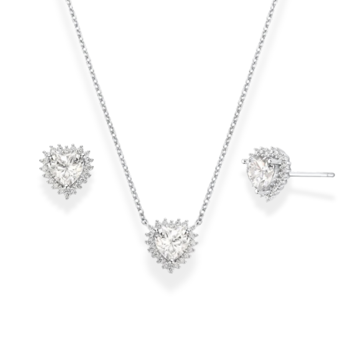 Conjunto Adore coração Moissanite prata 925