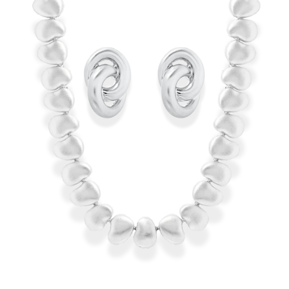 Conjunto Brinco Susie + Colar Josie ródio branco