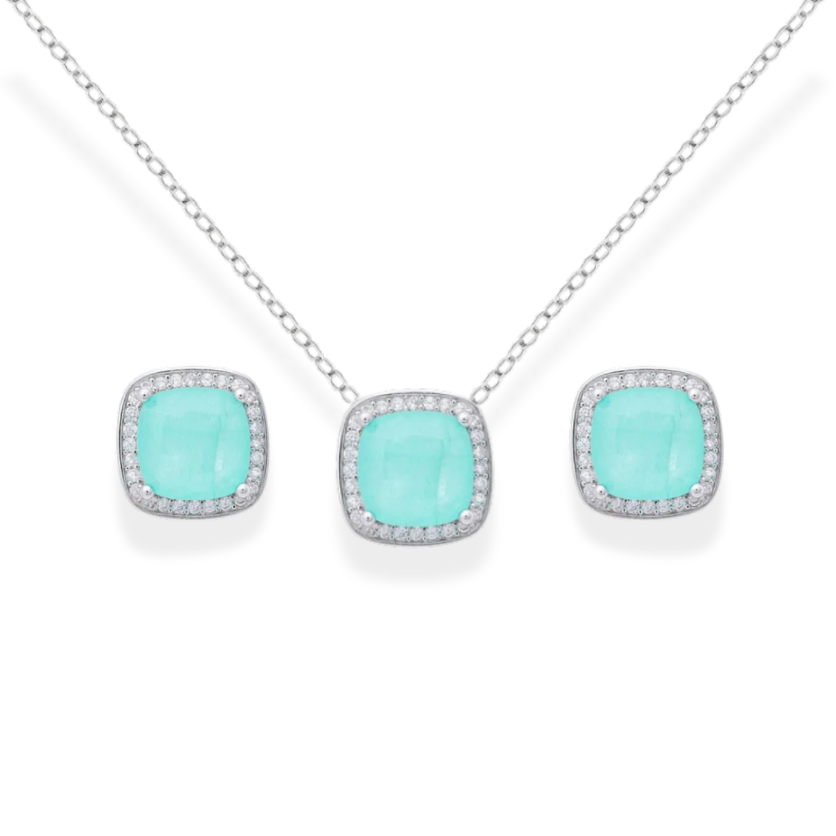 Conjunto Jolie quadrado esmeralda colombiana fusion prata 925