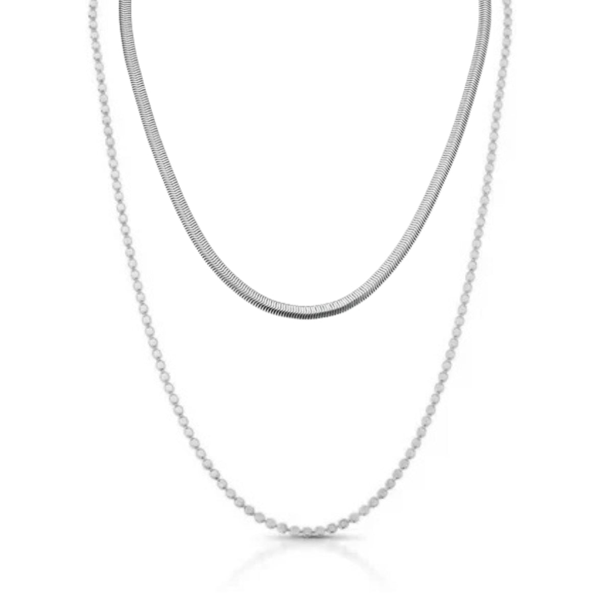 Conjunto Colar Urban + Colar malha ródio branco
