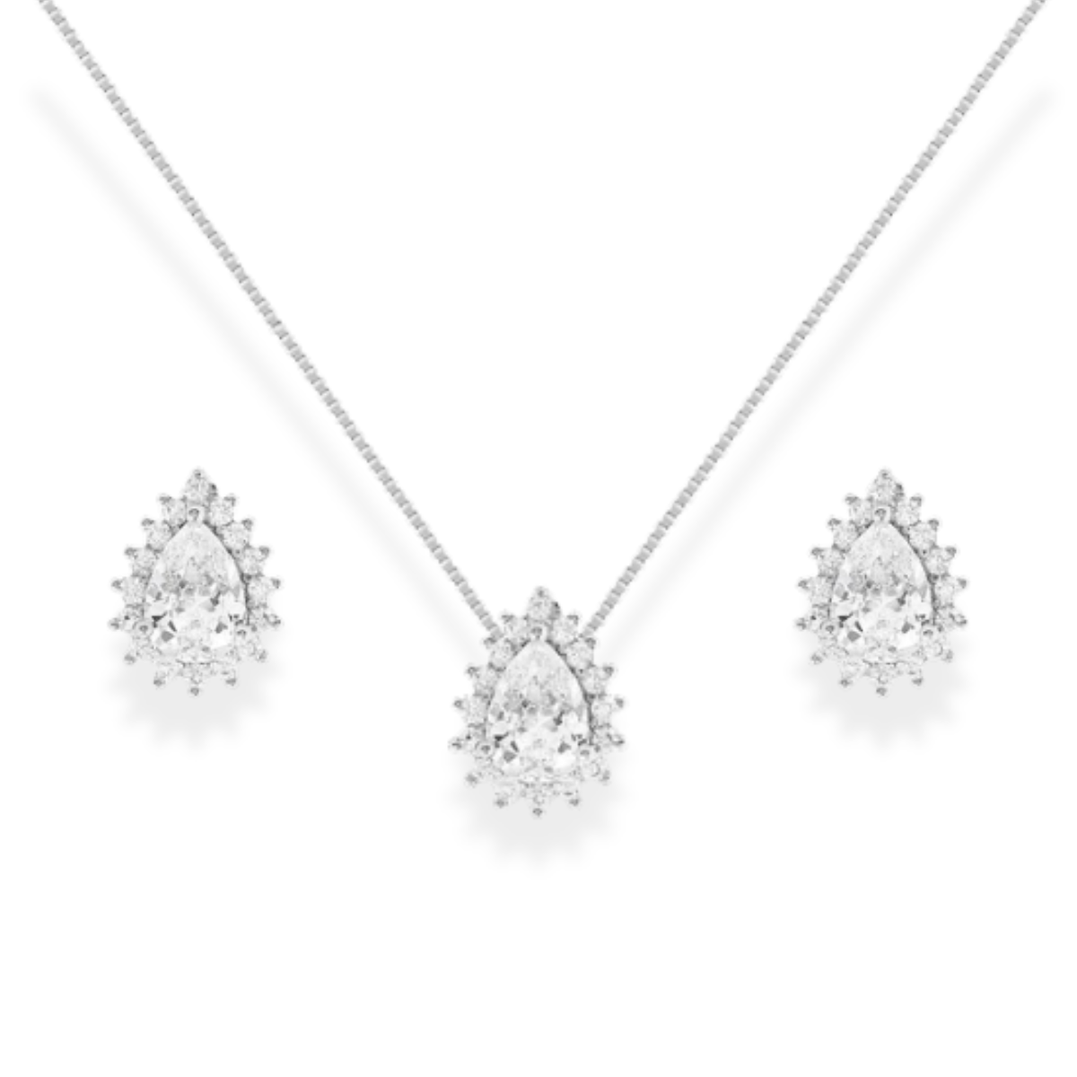 Conjunto Fran gota zircônia branca ródio branco