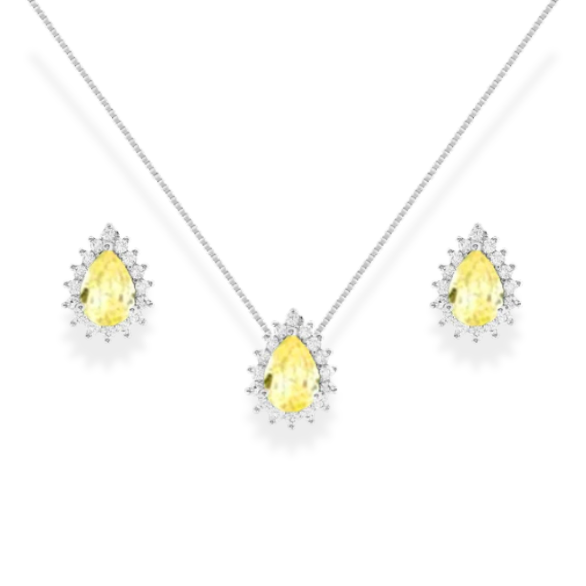 Conjunto Fran gota zircônia fancy yellow ródio branco
