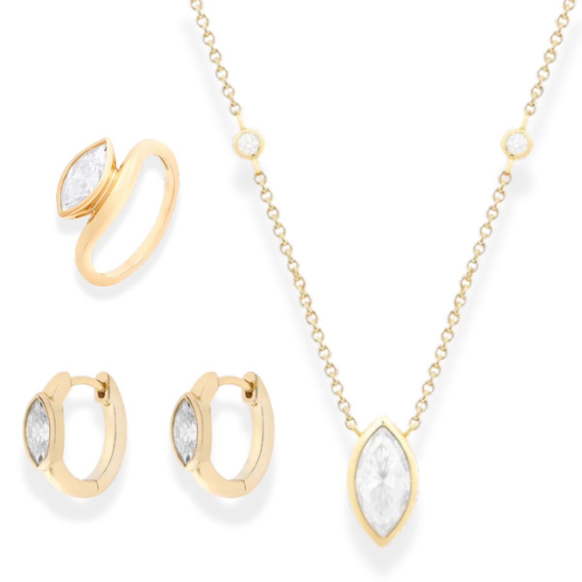 Conjunto Jack Moissanite prata 925 banho ouro