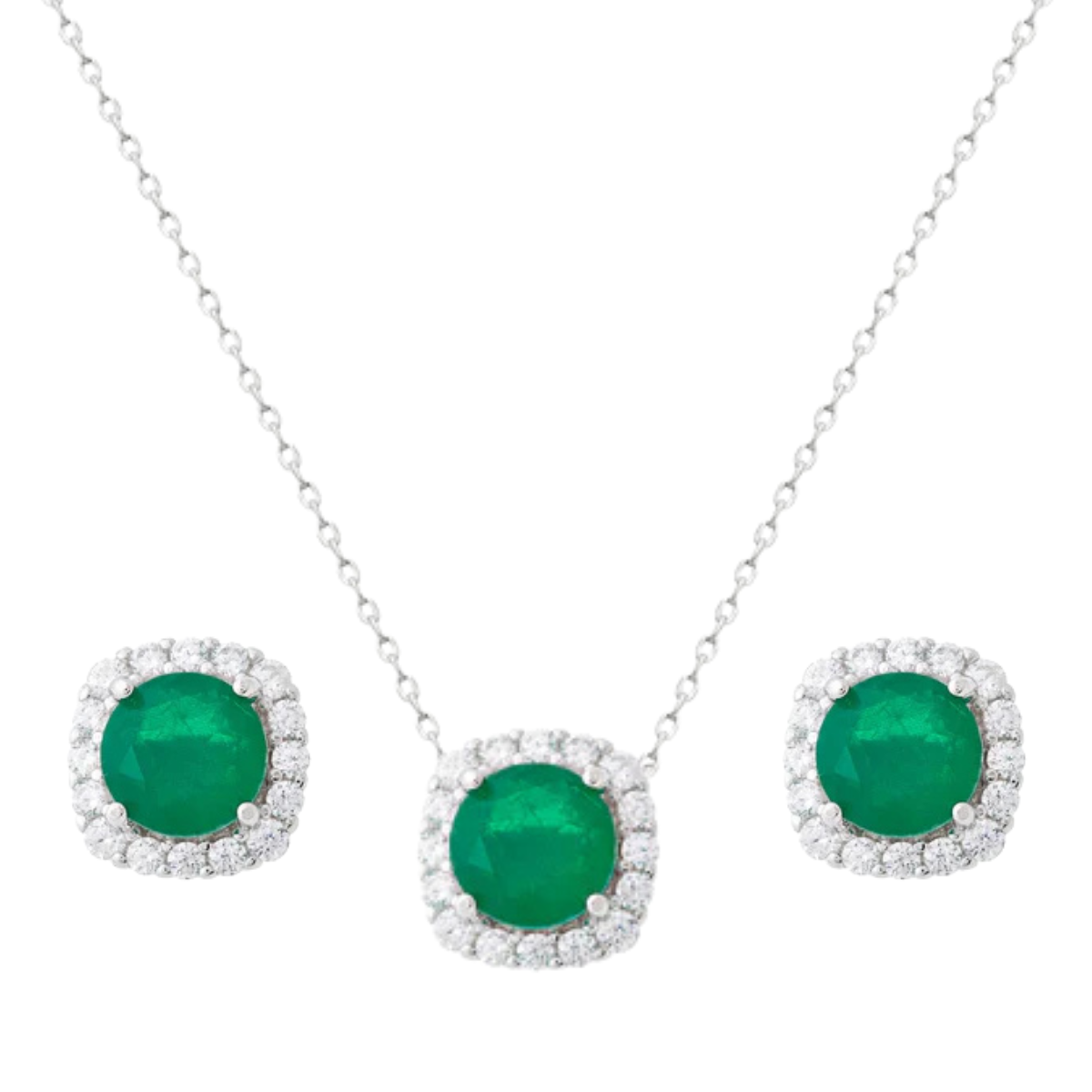 Conjunto Lella esmeralda fusion prata 925