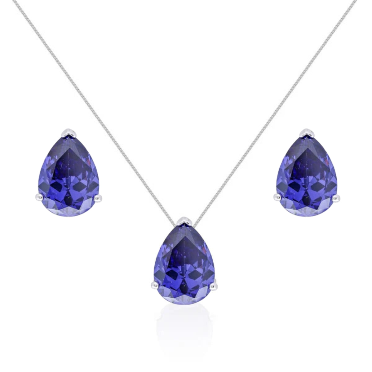 Conjunto Luma gota zircônia tanzanita prata 925