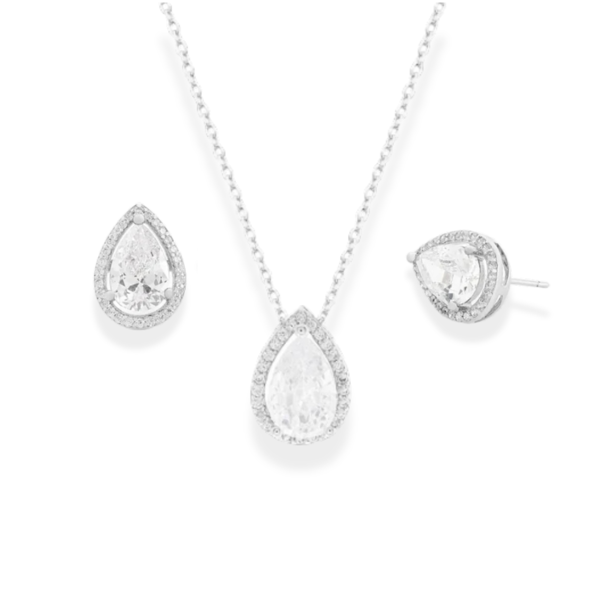 Conjunto Paty gota zircônia branca ródio branco