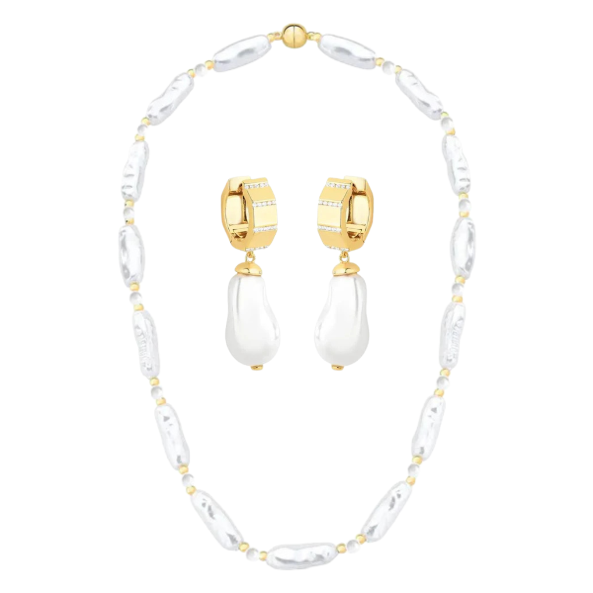 Conjunto Pearl Soft pérola barroca shell ouro